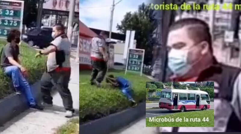 Indignación en redes porque nadie se metió ayudar a joven que era golpeador por motorista de Coaster de ruta 44.