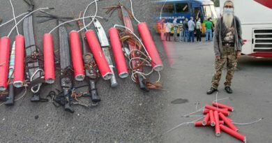 PNC decomisa artefactos peligrosos en retenes a personas que se dirigen a la marcha de este domingo en la capital.