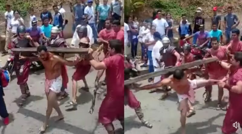 Porqué quienes azotaban en procesión a uno de los actores, se les pasó la mano en plena vía pública.