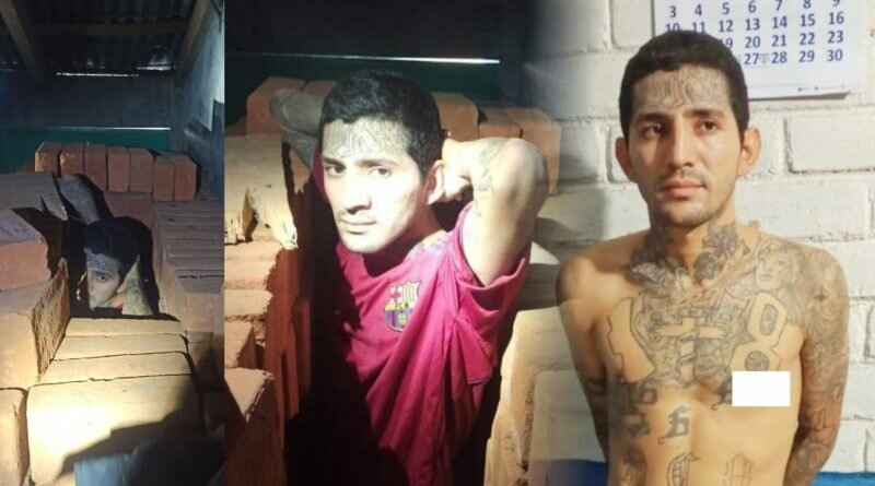 Pandillero se escondía en una cueva de ladrillos y por su camisa del Barca se vuelve viral en redes.