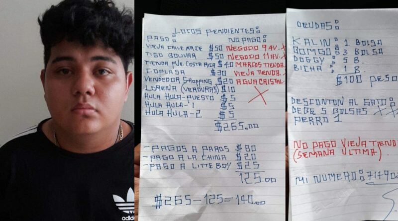 Capturan a pandillero con ropa de marca y lista completa de renta en Centro Histórico de San Salvador.